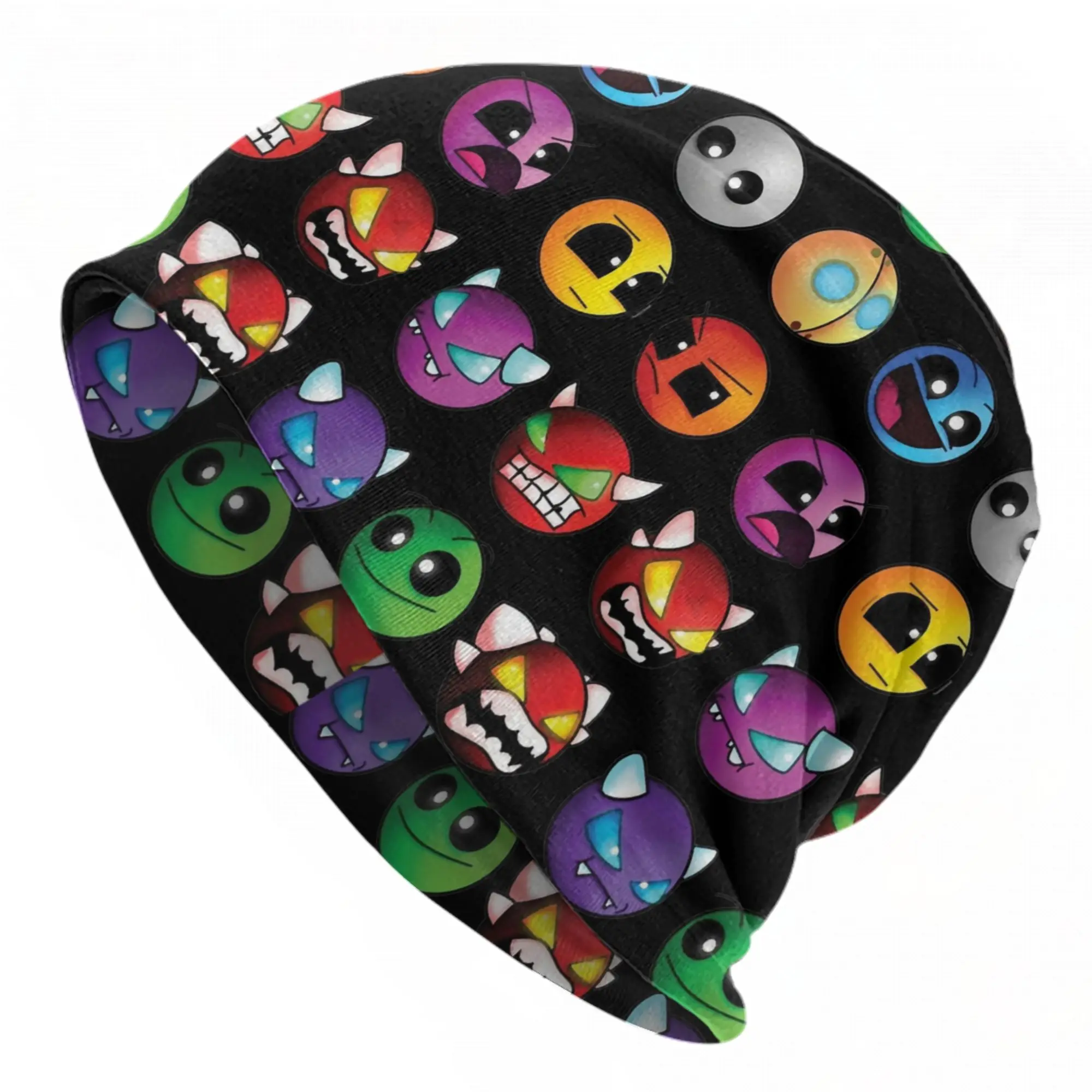 Geometry Game Dash Bonnet Hats Autumn Winter Street Difficulty Demon Faces Skullies Beanies Hats Unisex Warm Thermal Elastic Cap