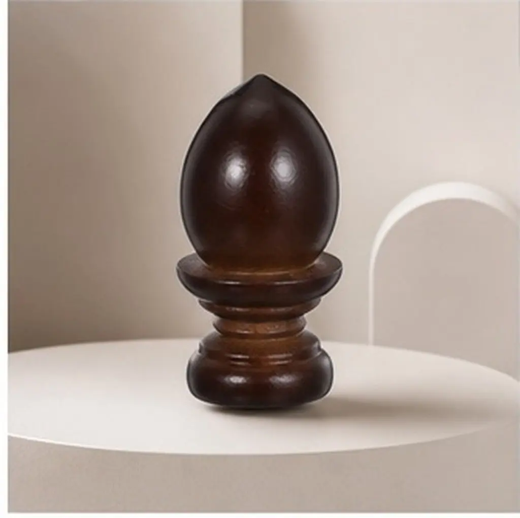 2Pcs Wood Curtain Rod Finials Coffee Decorative Wooden Ends Replacement Finials for Drapery Rods Window Treatment Hardware