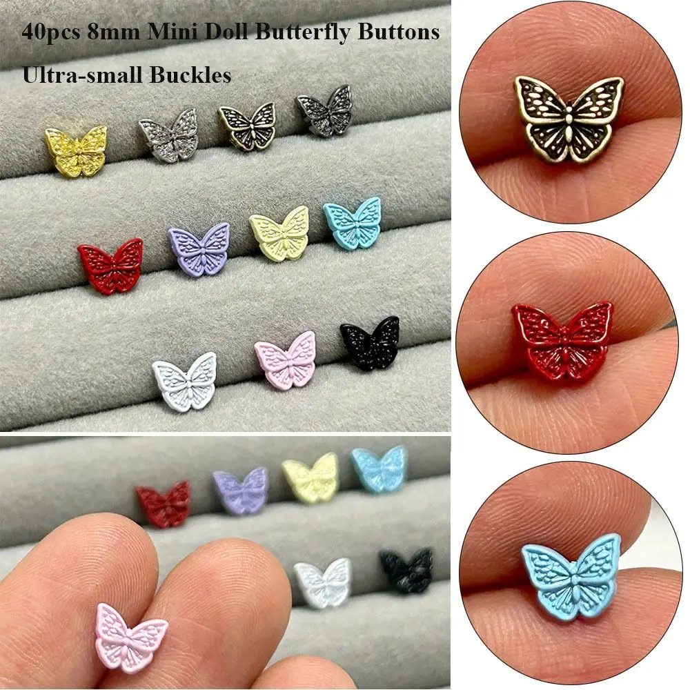 40pcs High Quality 8mm Doll Butterfly Buttons Mini DIY Ultra-small Buckles Doll Shoes Buckle Doll Accessories