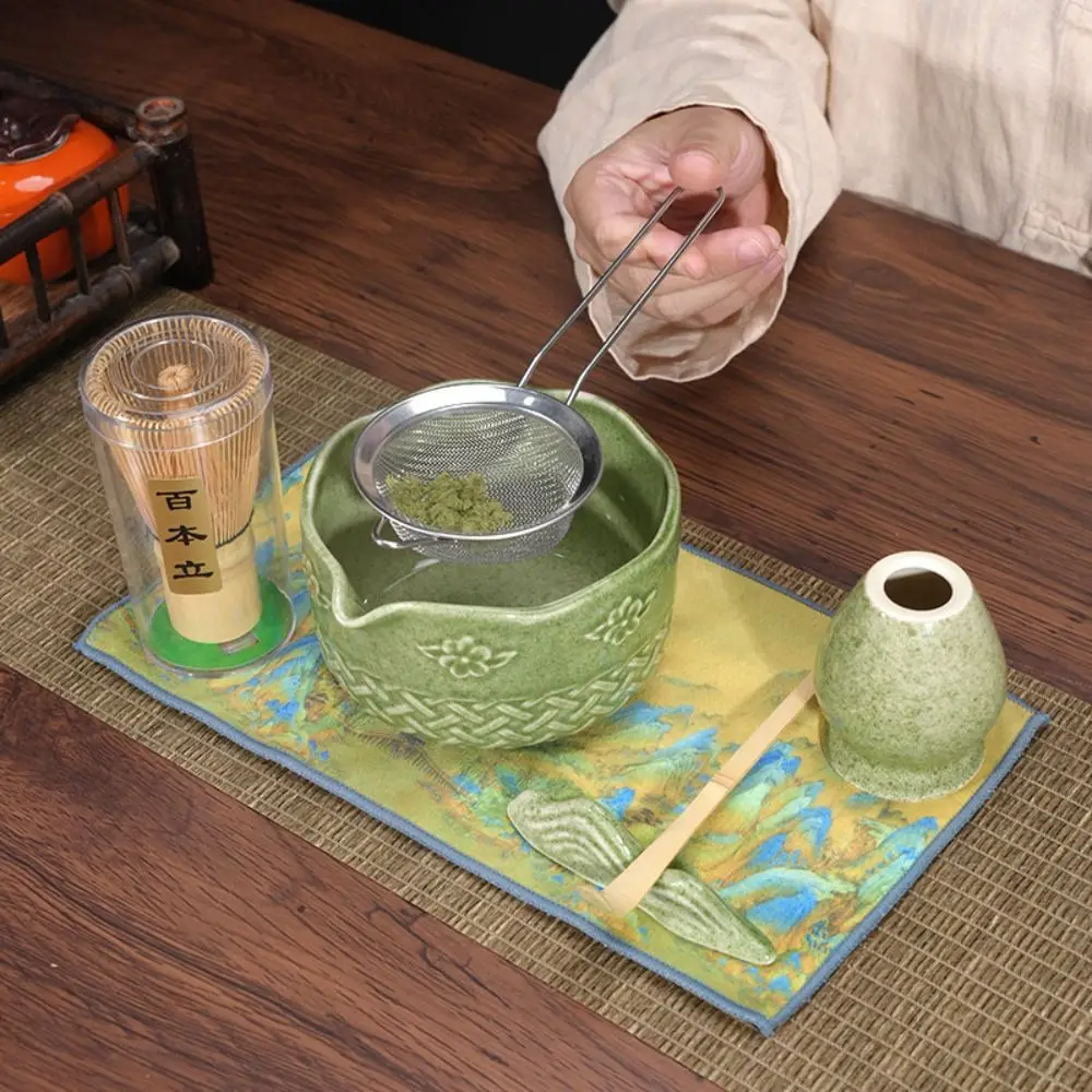 

5 шт. традиционный бамбуковый керамический японский чайный сервиз матча с носиком пищевой набор венчиков матча безопасная многоразовая чаша для перемешивания