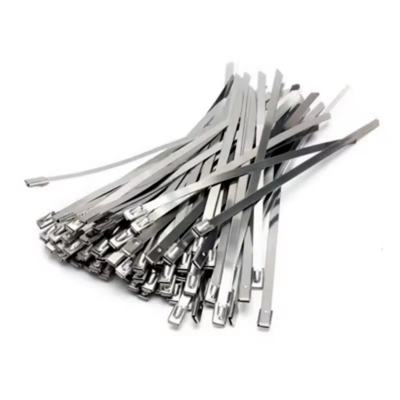 100 Pes 4.6mm 304 Stainless Steel Metal Cable Ties Multifunctional Self-Locking Cable Ties Zip Exhaust Wrap Coated Locking image 3
