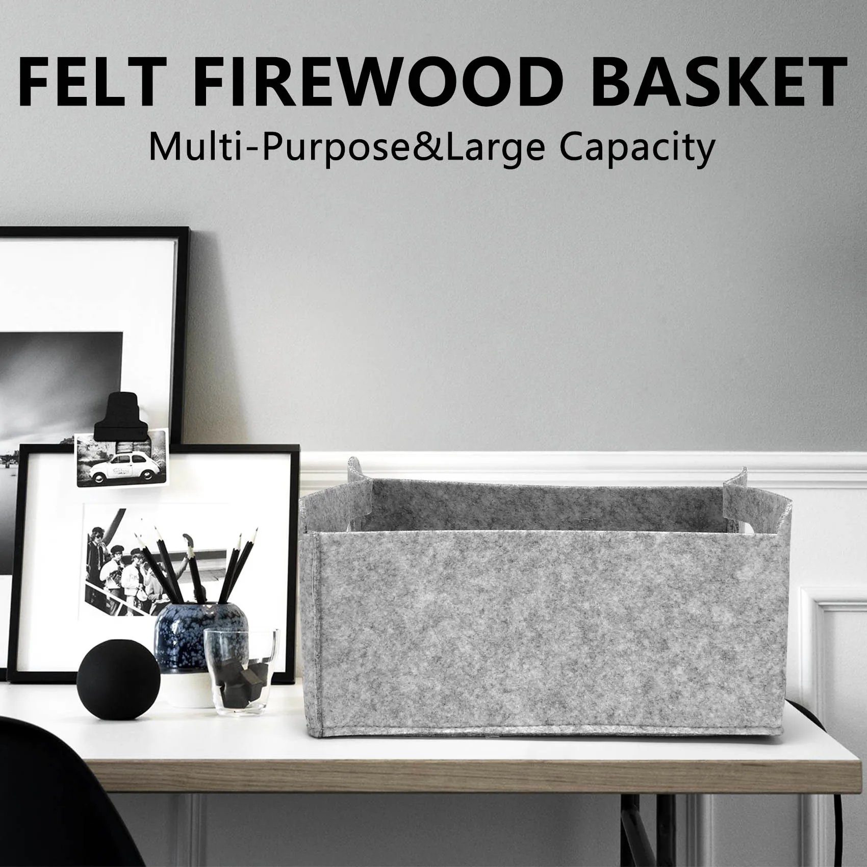 Y39A-2Pcs Felt Storage Basket/Bin With Handles, Collapsible & Convenient Storage Solution