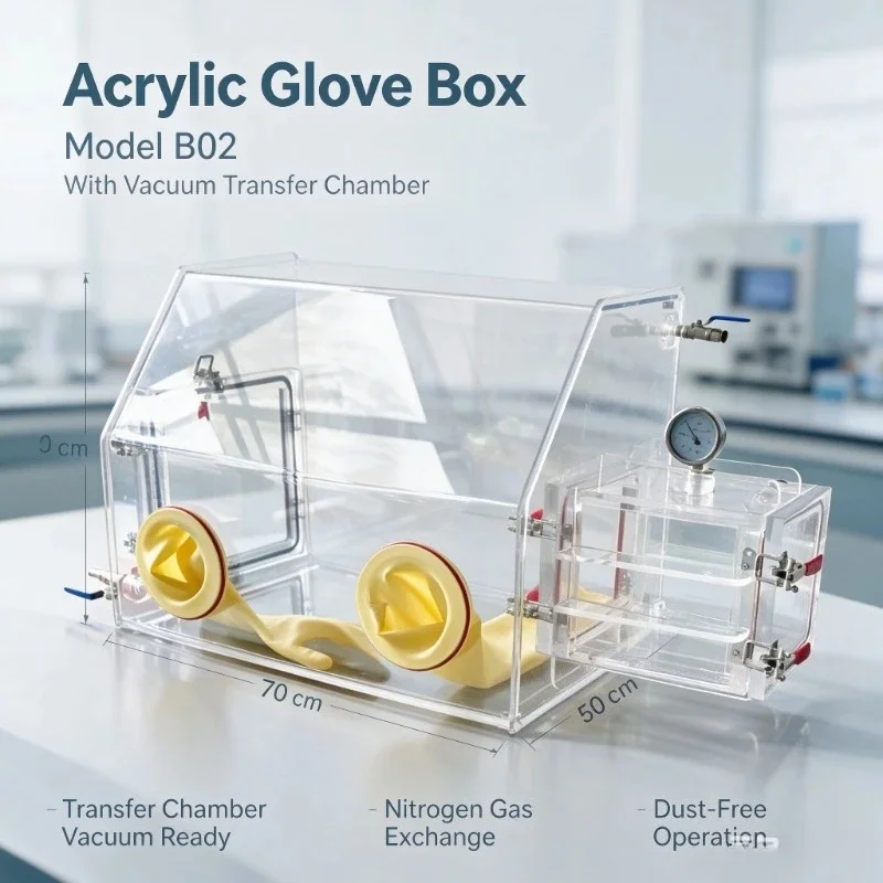 Acrylic Anaerobic Glove Box Dust Free Lab Nitrogen Inert Gas Sealed Chamber Simple Cell Inoculation Work Cabinet - view 3