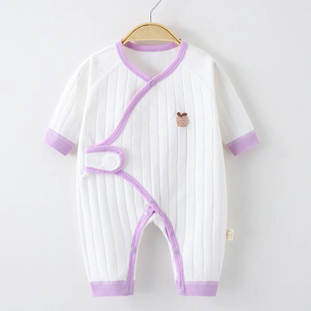 Baby Rompers Long Sleeve Cotton Solid Color Spring Autumn Newborn Clothes 0-3 Months Hospital Boy Girl Jumpsuit