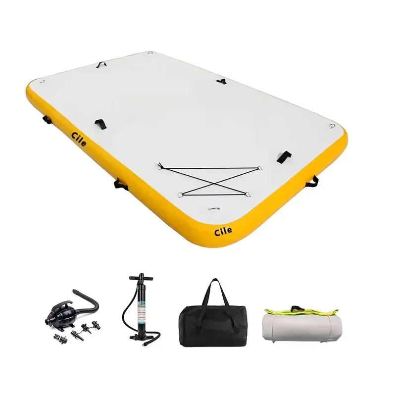 Inflatable Dock Platform 6ft/8ft/10ft/12ft Floating Raft with Air Pump Inflatable Water Floating Platform Island
