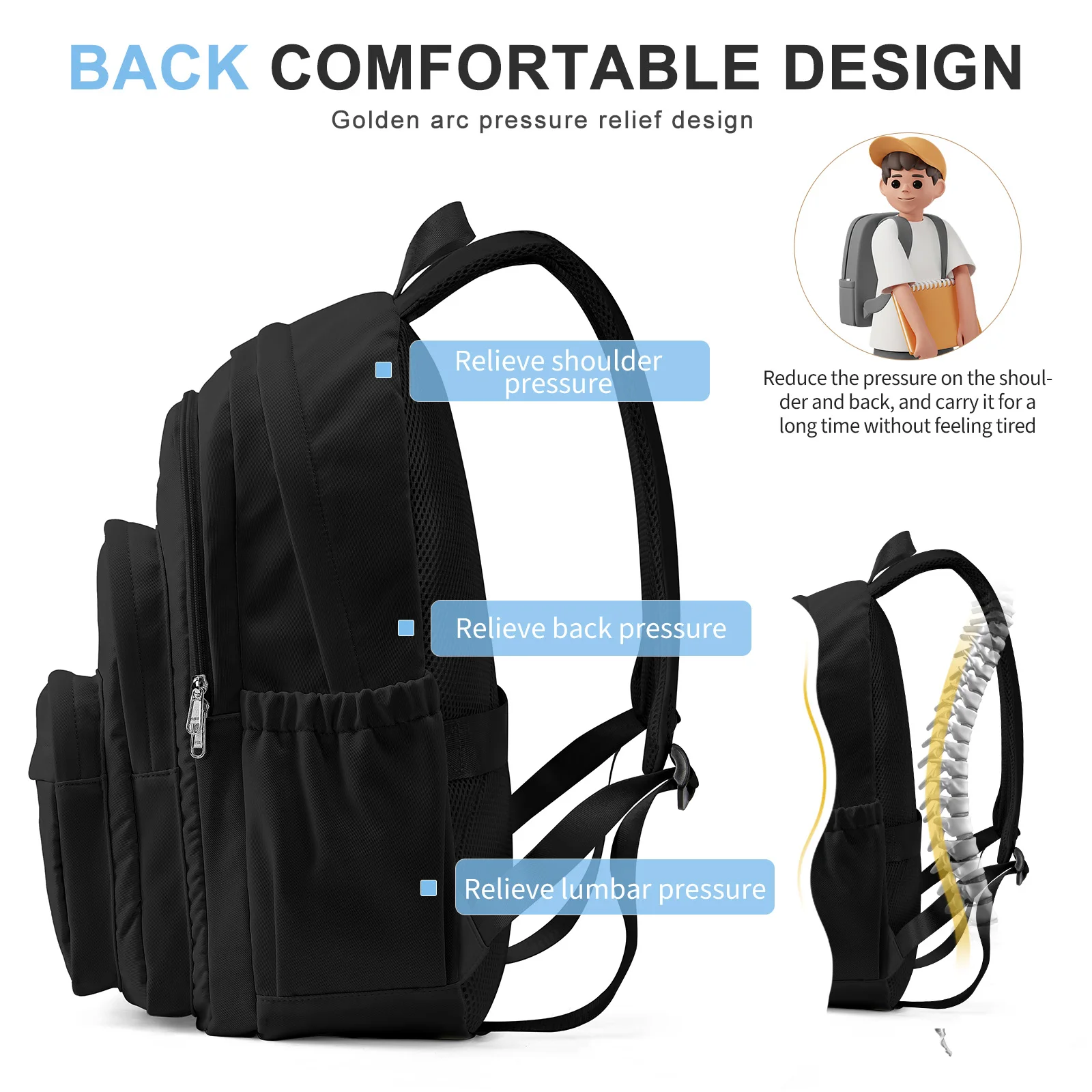 حقيبة ظهر ذات سعة كبيرة متعددة الطبقات للجيب، حقيبة ركاب للمراهقين في المدارس الثانوية المتوسطة - حقيبة نهارية كاجوال، حقيبة ظهر للمدرسة #4