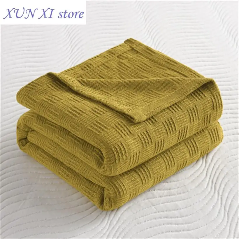 

New Soft Cozy Cotton Throw Blanket Wide 100cm/150cm/180cm/200cm Plain Knitted Sofa Bed Cover Bedspreads Home Decor Thin Blanket