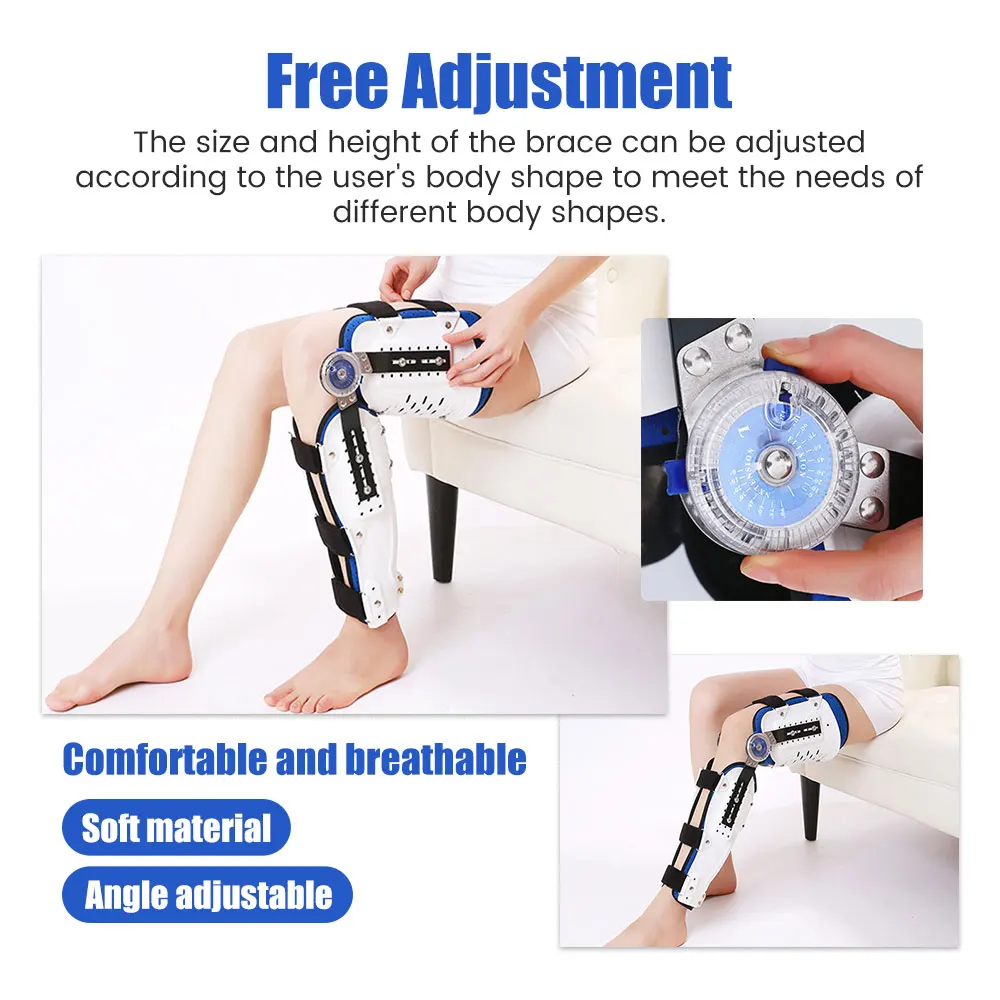 Medical Grade 0-120 Degree Adjustable Hinged Knee Leg Brace Support Fixation Protector Knee Ankle Brace Ligament Damage Repair