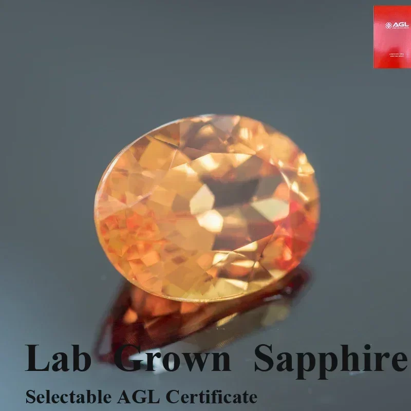 Oval Shape Orange Color Lab Grown Sapphire Extremely Shiny Quality DIY Charms Ring Necklace Earrings Main Materials Ce