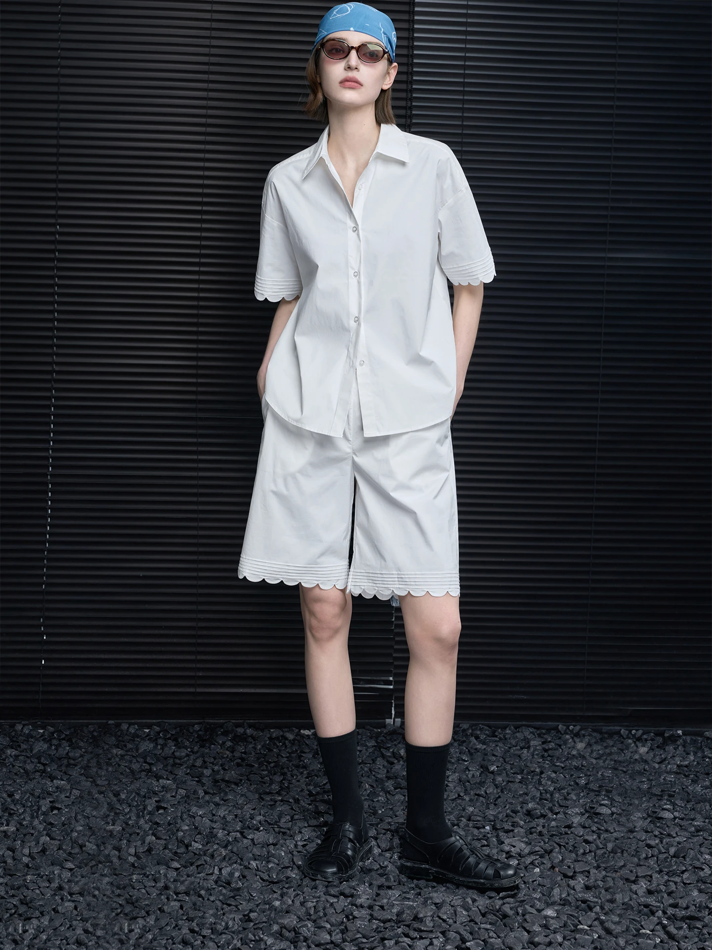 

Pure Cotton White Lace ort Sve irt Women's Faionable Unique Design Spring Summer New Sle Street Sle Loose Fit