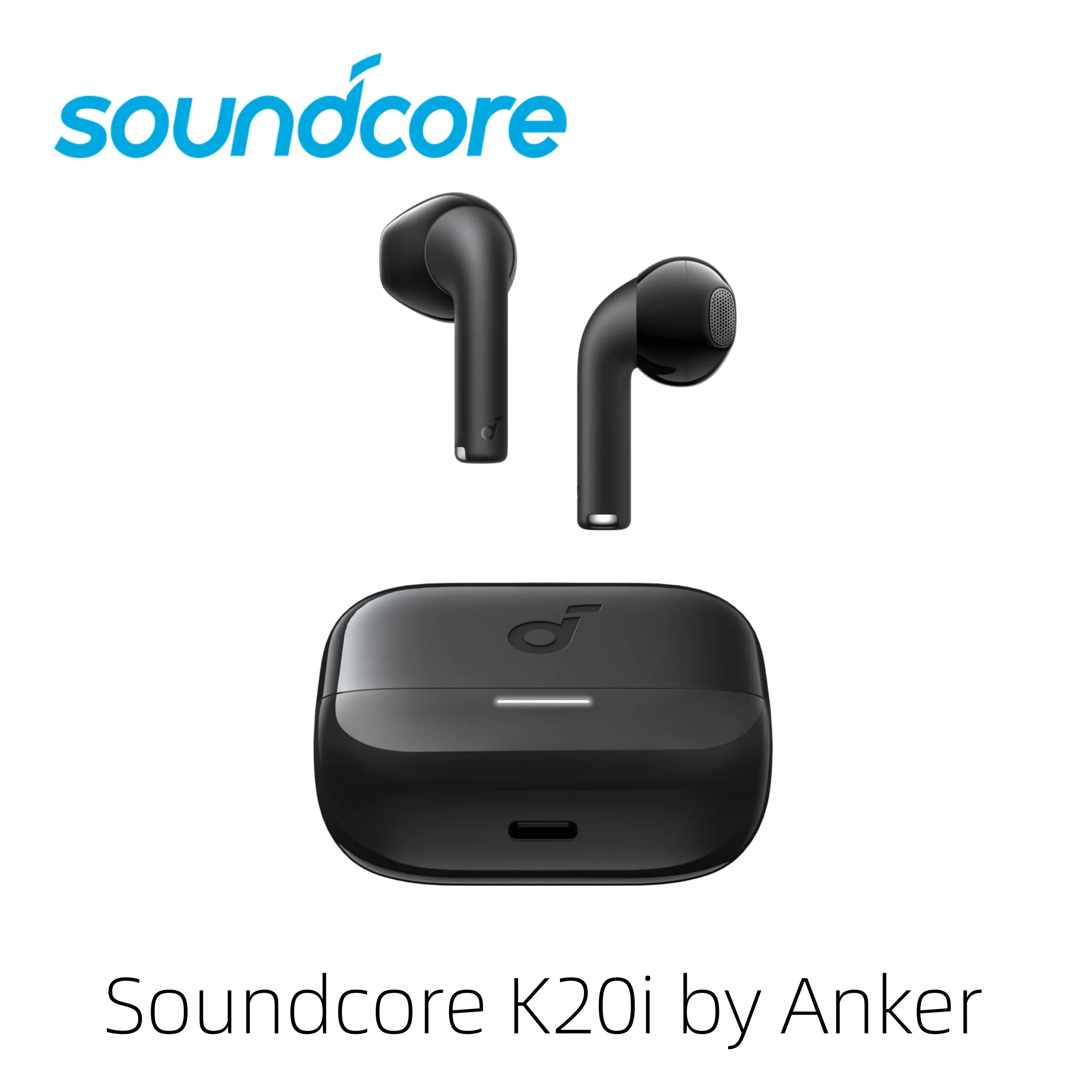 Soundcore K20i من Anker، سماعات أذن شبه داخل الأذن، لاسلكية بلوتوث، وقت تشغيل 36 ساعة، شحن سريع، صوت واضح، مناسب مريح A3994