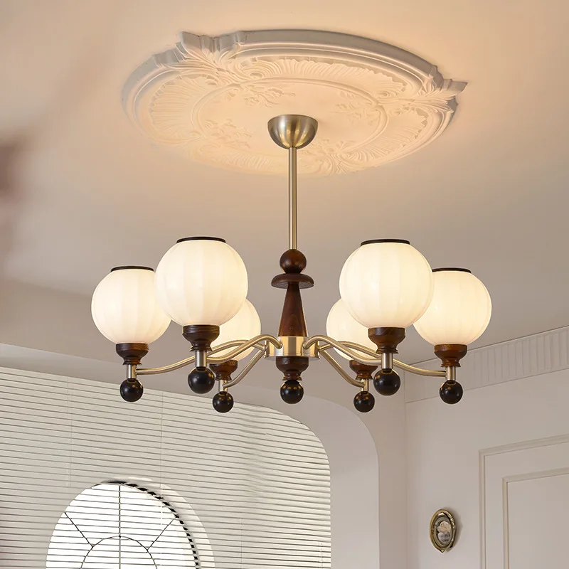 New Chinese Style Antique Style Pendant Light Home Bedroom Pendent Lamp Creamy Glass Restaurant LED Chandelier