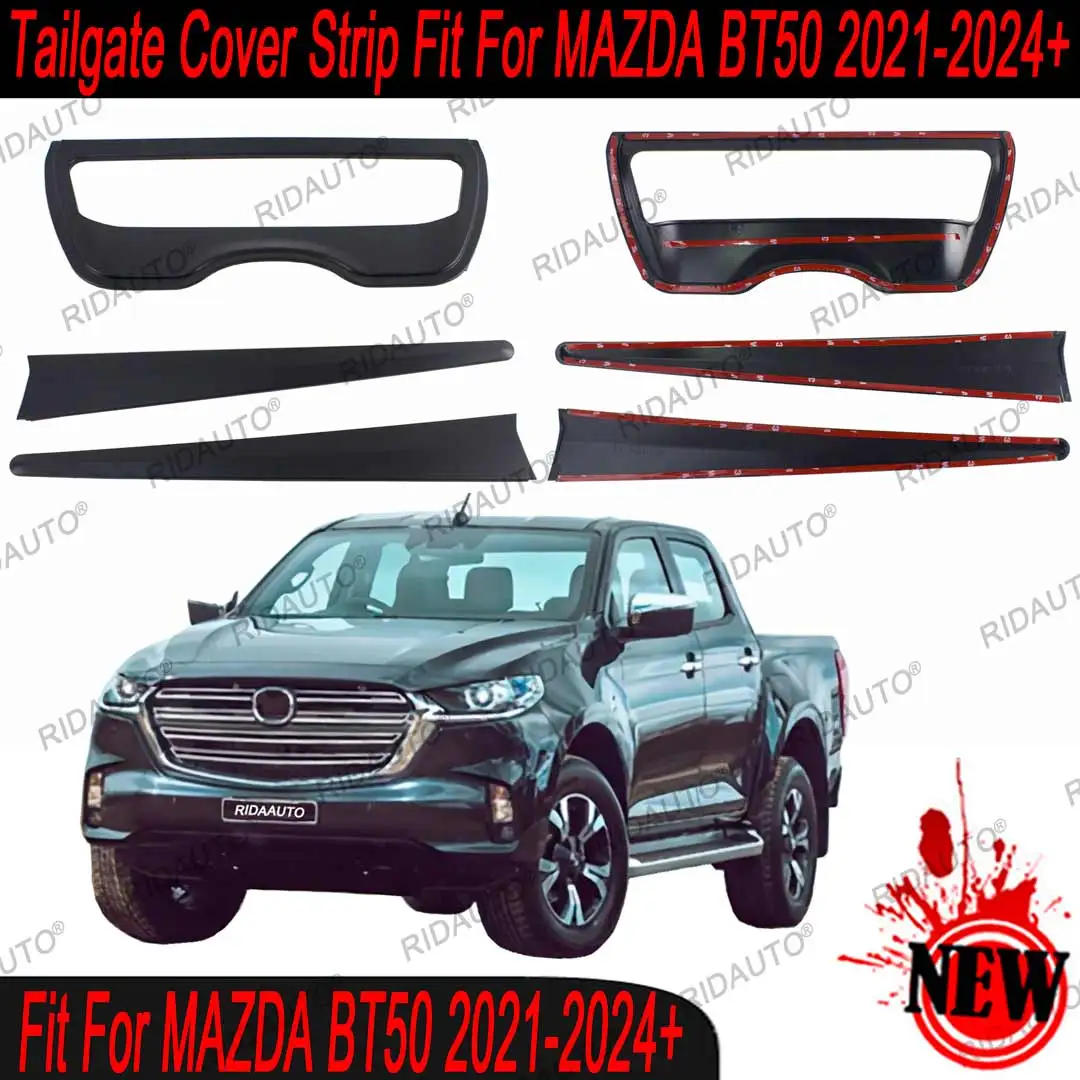 Tailgate Handle Cover Sticker Molding Trim For Mazda BT50 2021 2022 2023 2024 Matte Black Rear Back Tail Gate Door Decorations