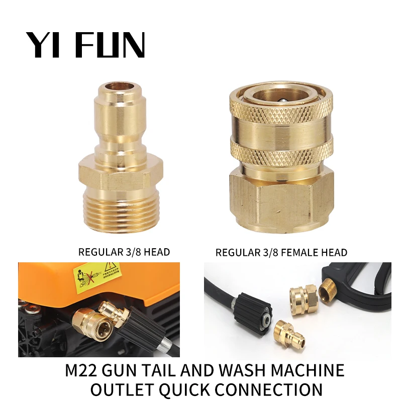 M22 Adapter For High Pressure Wash Machine Water Outlet  Set Quick Connect Kits For M22 High Pressure Washer Gun Pipe