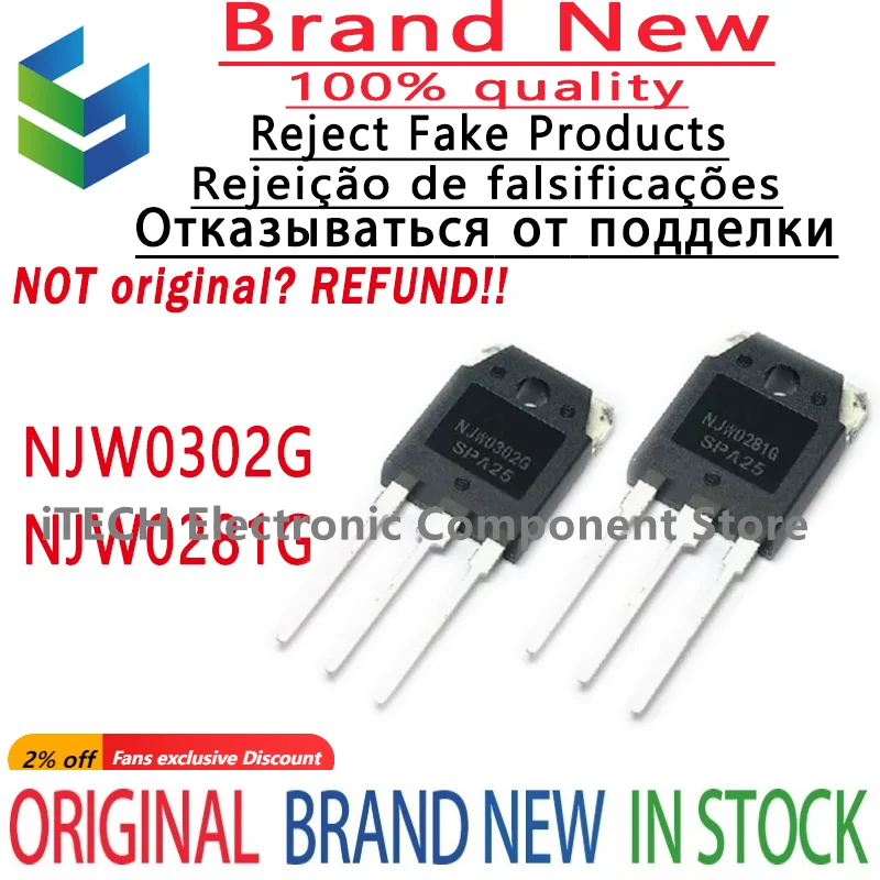 (10-20)pairs/lot Original New NJW0281G NJW0302G 15A 250V 150W Imported Audio Amplifier Transistor NJW0281 NJW0302 100% New