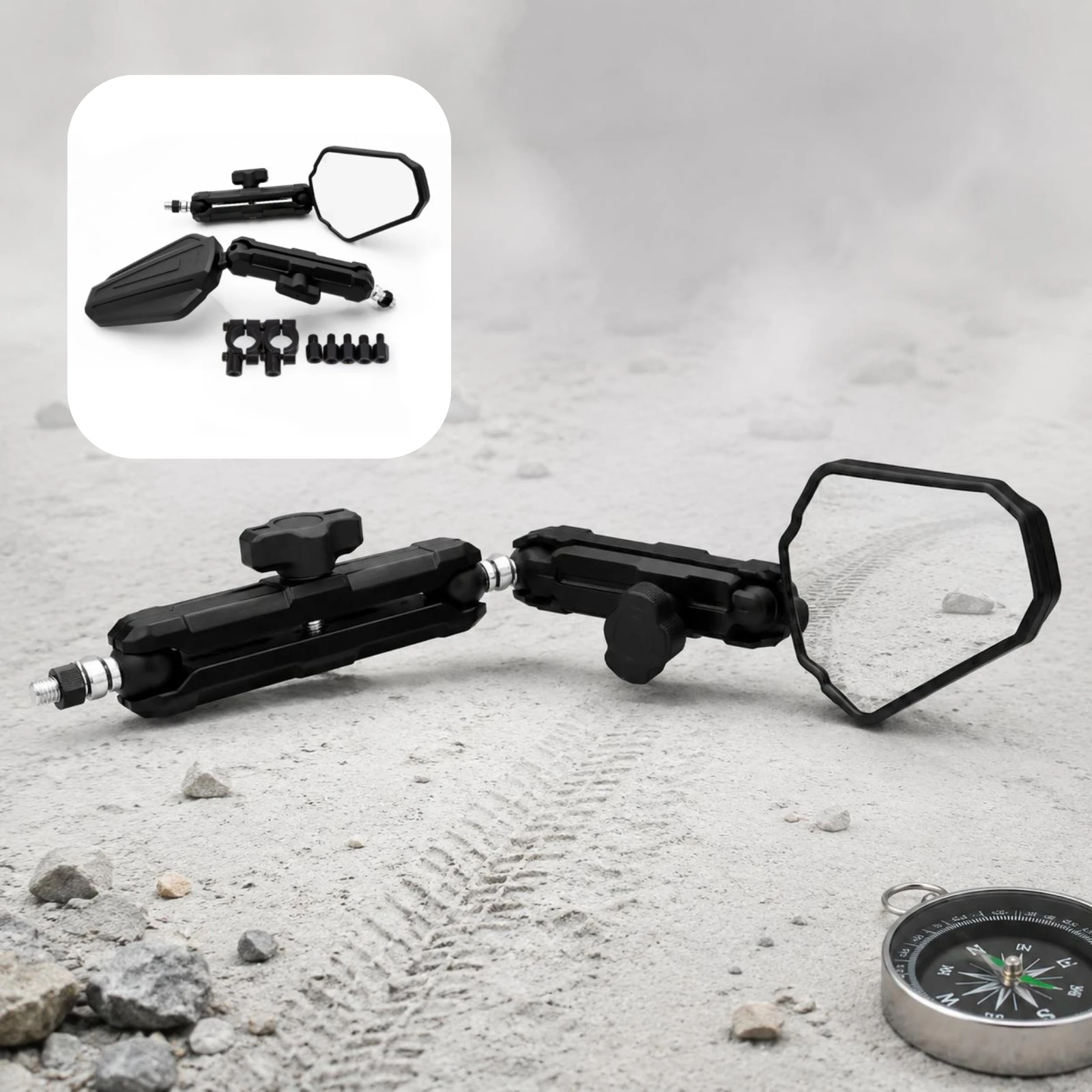 Adventure Motorcycle Mirror Set Foldable Design Wide Viewing Angle Rear View Off-road Ready Accessory for Daily Riding