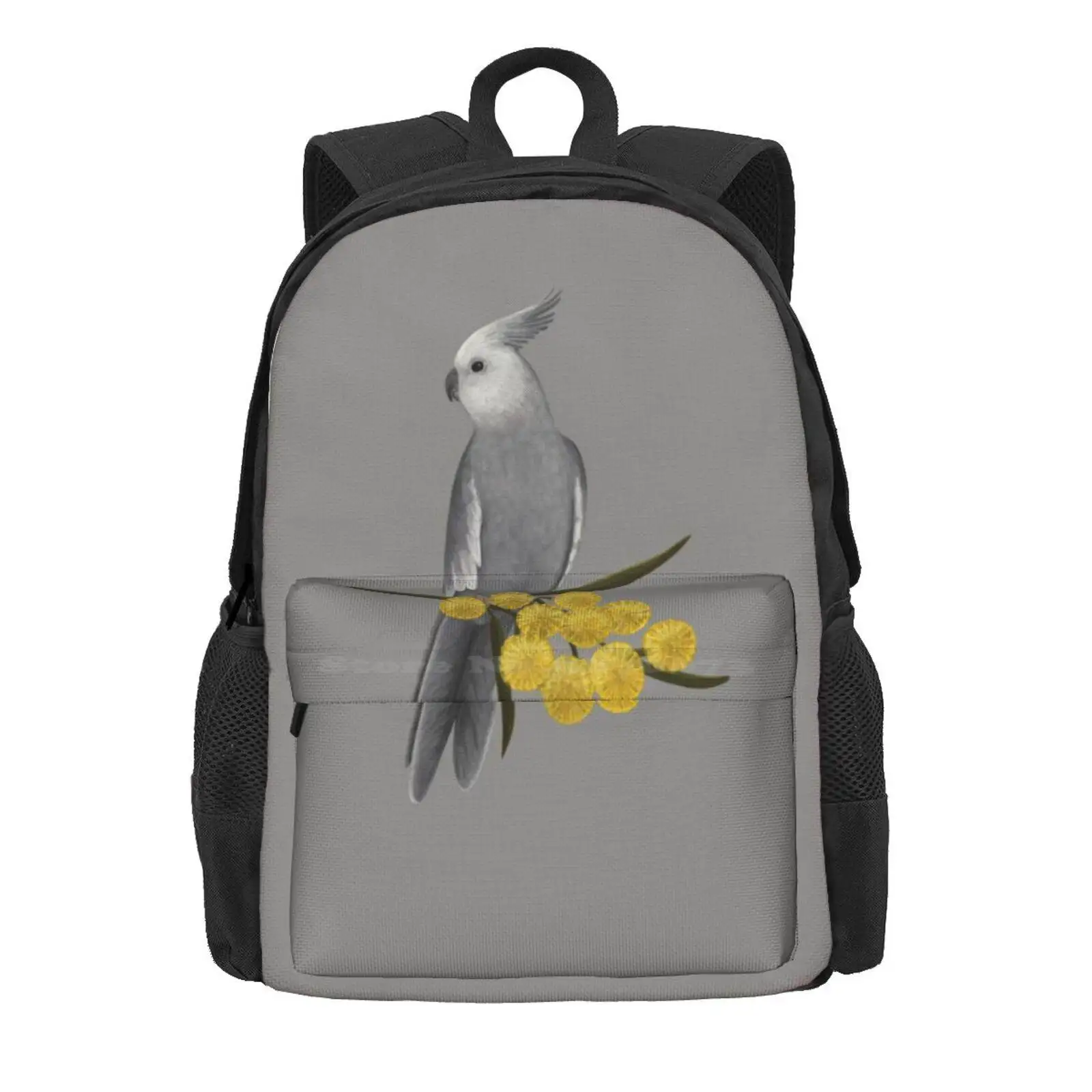 White Faced Cockatiel Hot Sale Schoolbag Backpack Fashion Bags Grey Gray White Faced Cockatiel Quarrion Weiro Avian Acacia