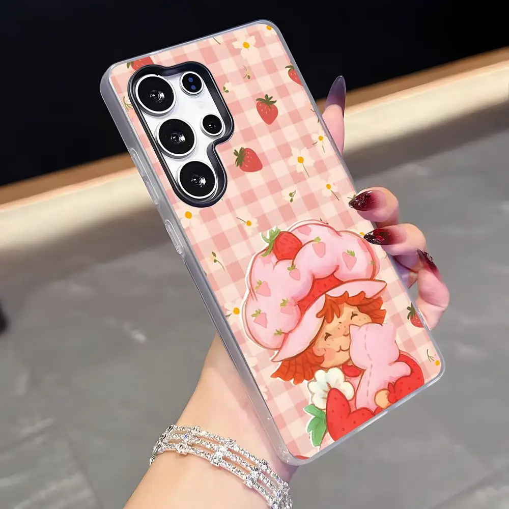 Cute S-Strawberry Shortcake Phone Case For Samsung S26 S25 Plus S24 Plus S22 Ultra S23 FE S21 Plus S21 Ultra Jelly Cover