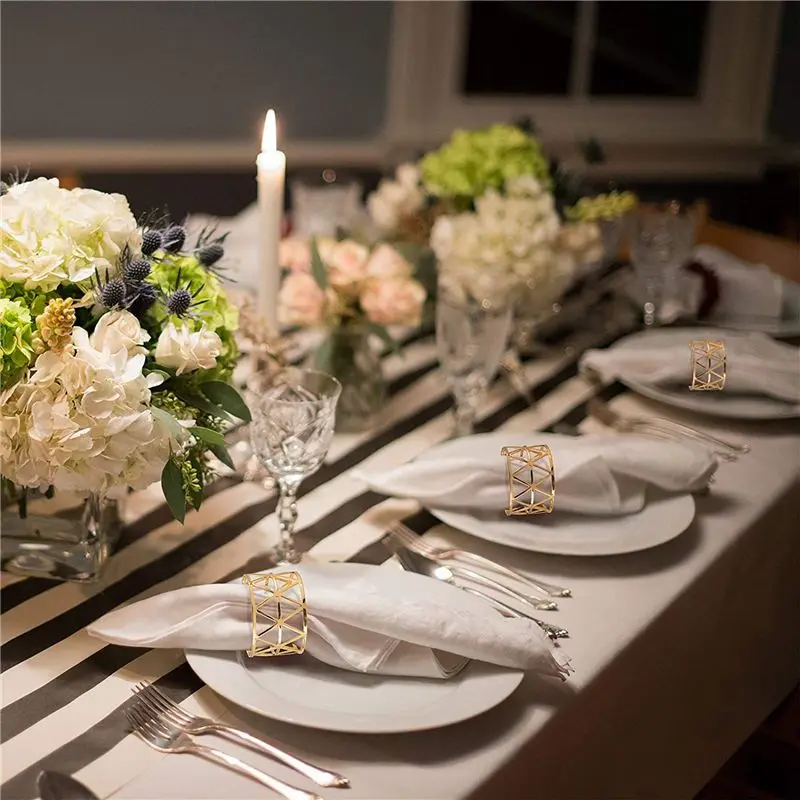ABMS-16 Pcs Of Round Mesh Napkin Ring Holder, Table Set Suitable For Casual Or Formal Occasions And Wedding Parties