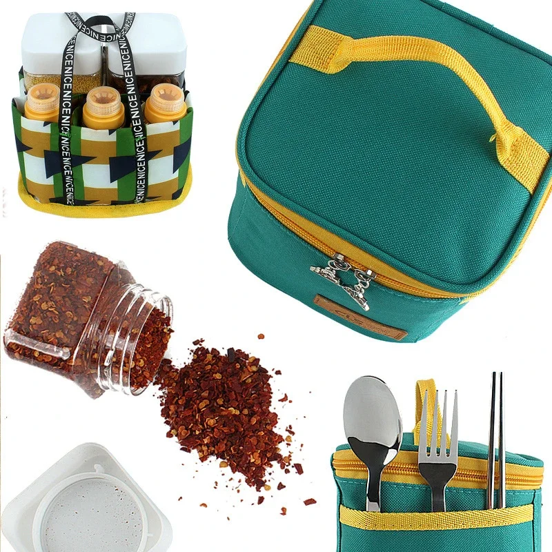 Outdoor Draagbare Spice Cruets Kruiden Jar Pouch Camping Bbq Organizer Kruiderij Flessen Set Voor Camping Barbecue Picknick