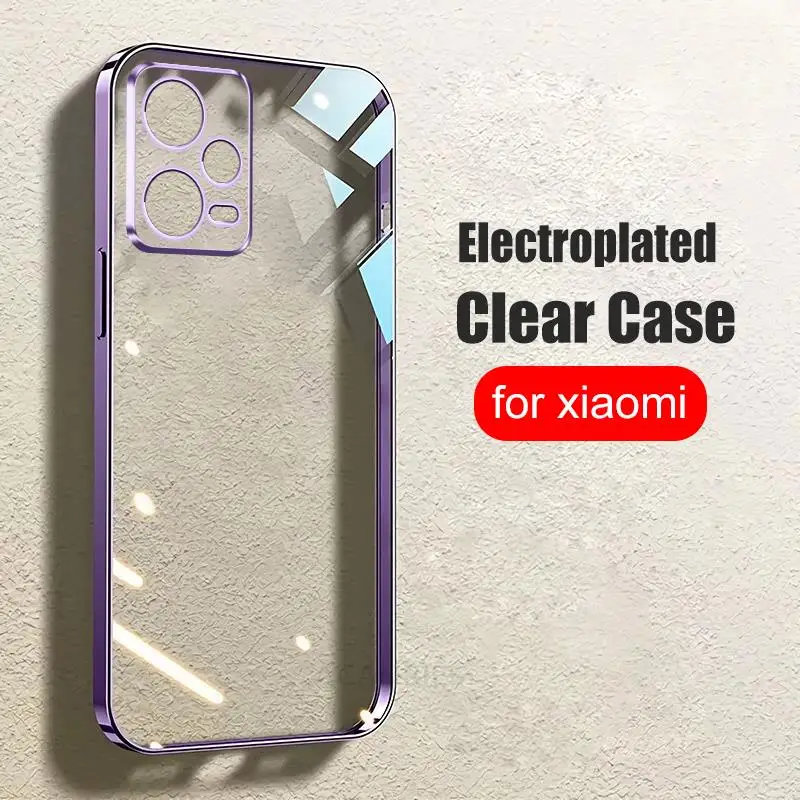 Poco X5 X5pro Luxury Plating Transparent Case For Xiaomi Redmi Note 12 Pro 4g Plus 5g 12s Soft Clear Back Cover Note12 S 12pro