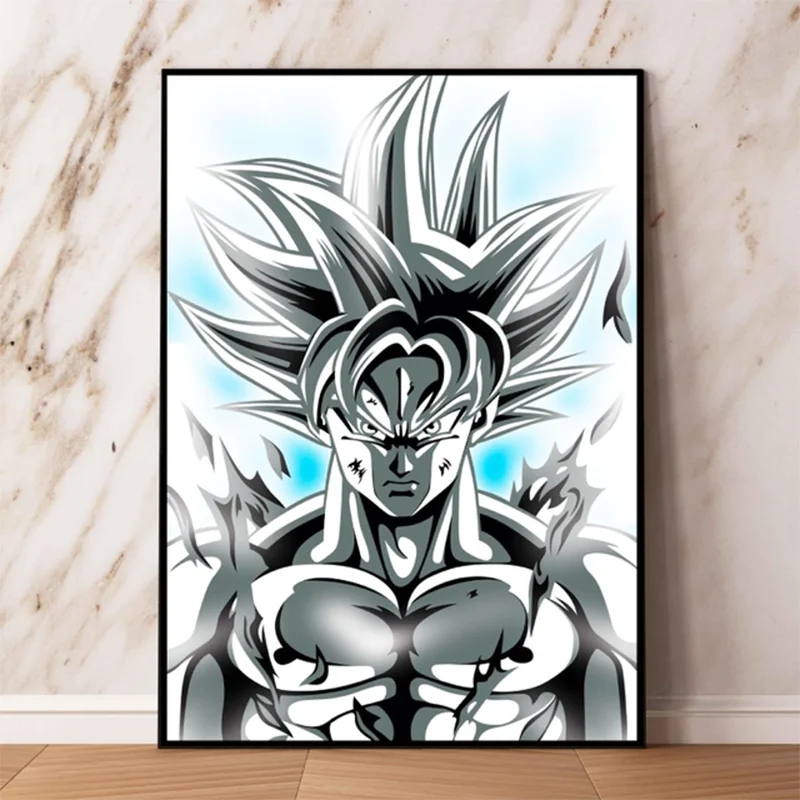 Anime Dragon Ball Wall Sue Goku Black And White Back Picture Home Decoration Living Room Art Canvas Print Poster Mural Aesthetic