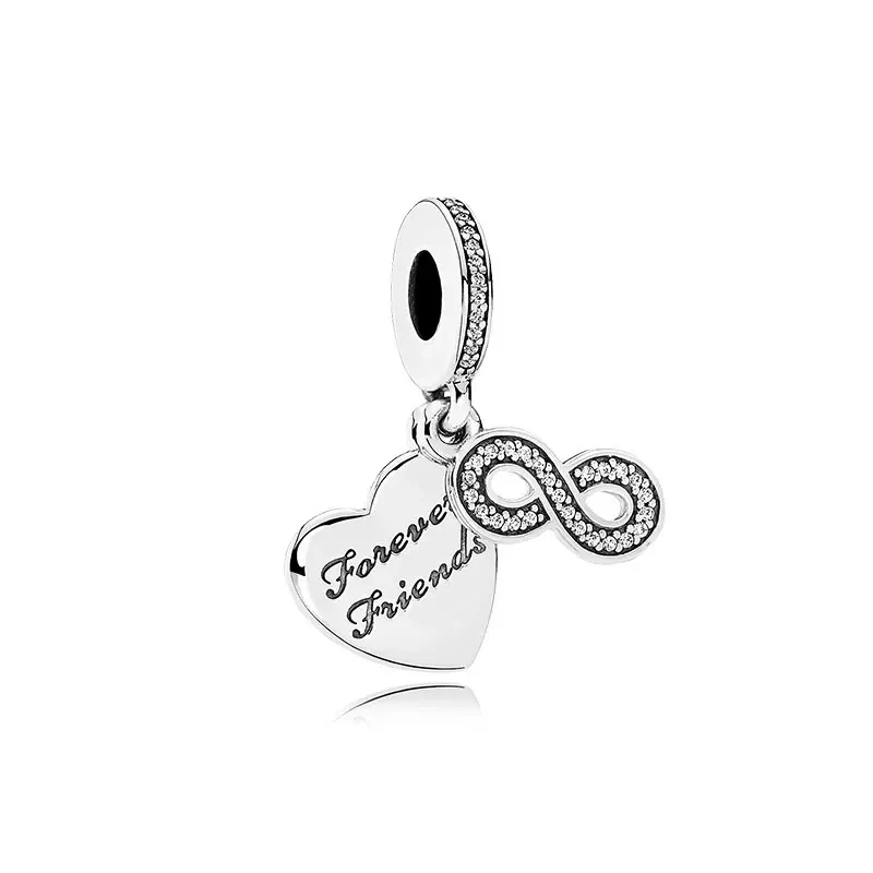 Authentic Puzzle Piece Hearts Splittable Friendship Dangle Charm Bead Fit Original European 925 Sterling Silver Bracelet Jewelry