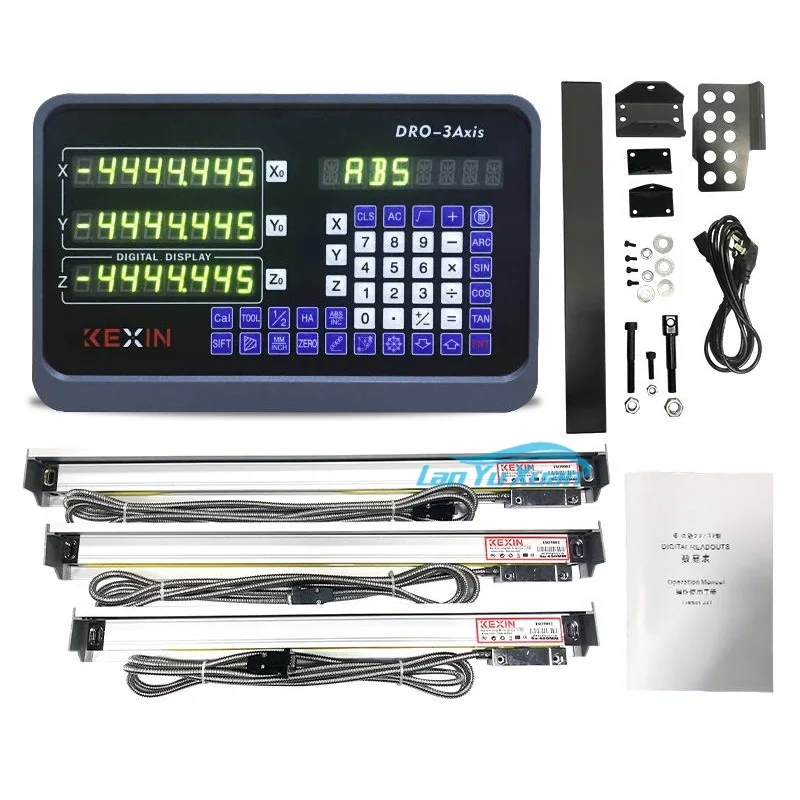 DRO 2 Axis digital readout for milling lathe machine with 2pcs high precision scale 50-1000mm