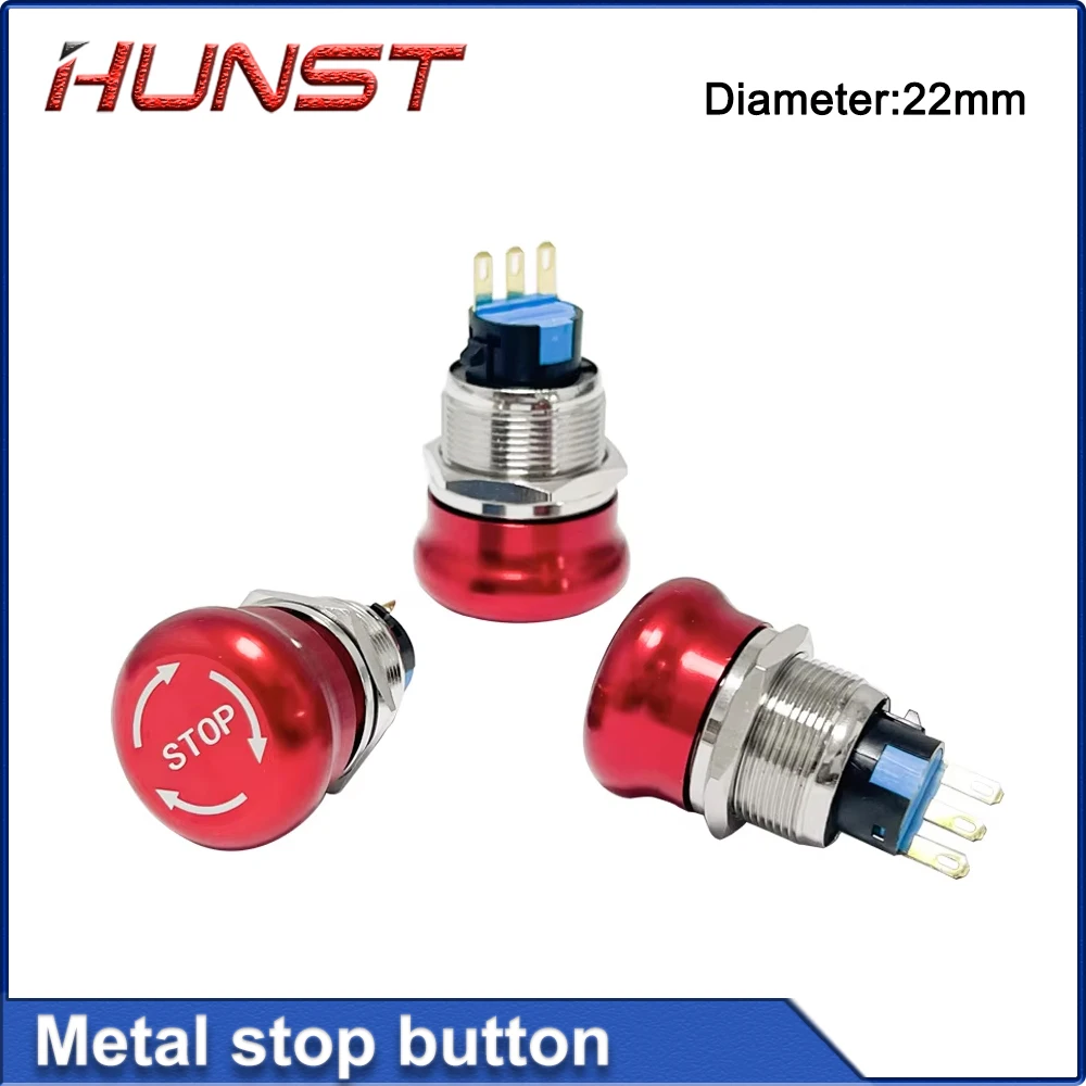 HUNST 금속 비상 정지 푸시 버튼 스위치 직경 22mm 전기 장비 비상 정지 버튼 방수