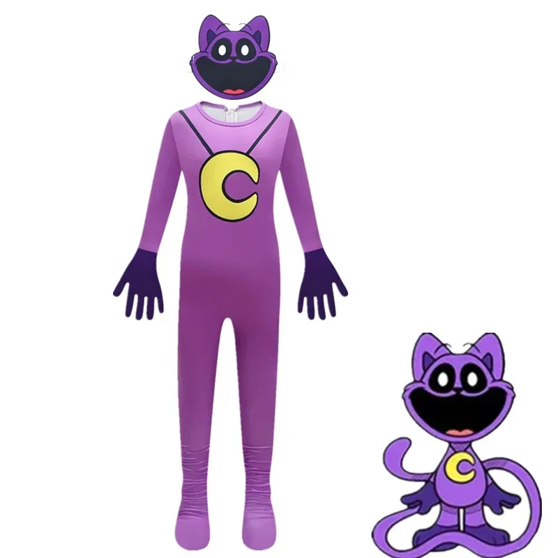 

Костюм для косплея «Улыбающие животные», аминофиолетовый кот, ловля слона, медведь, боди, комбинезон, маска, костюм на Хэллоуин для мальчиков и девочек