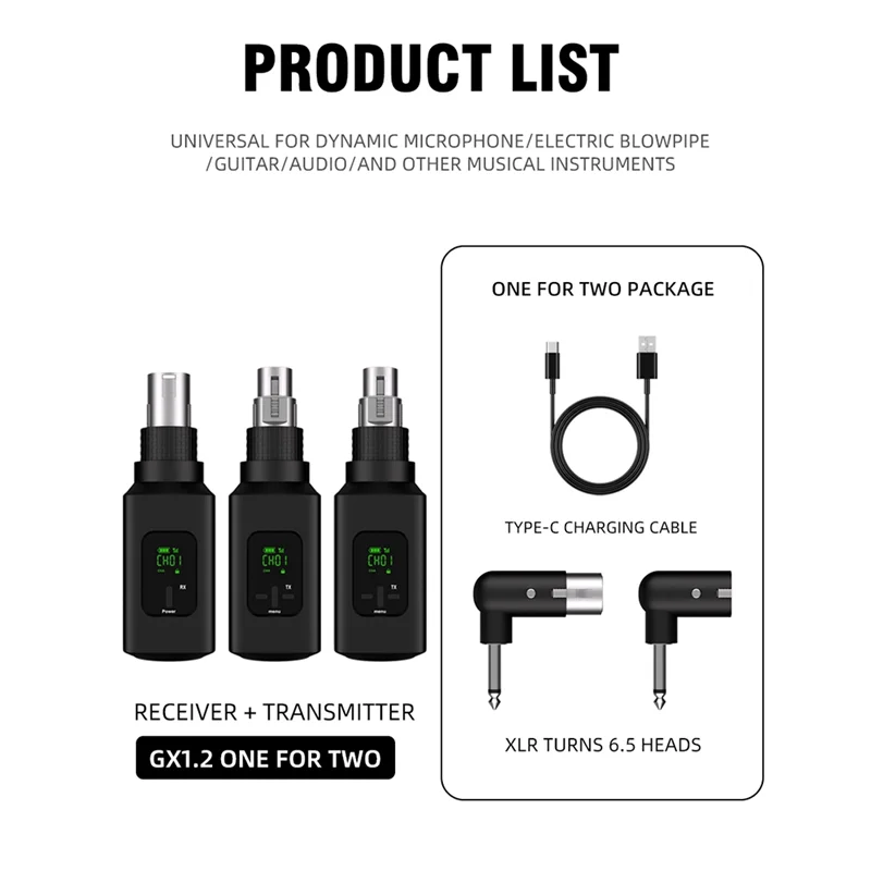 Professional Wireless Microphone Converter Wireless System For Guitar XLR Transmitter And Receiver Dynamic Microphone-TCES