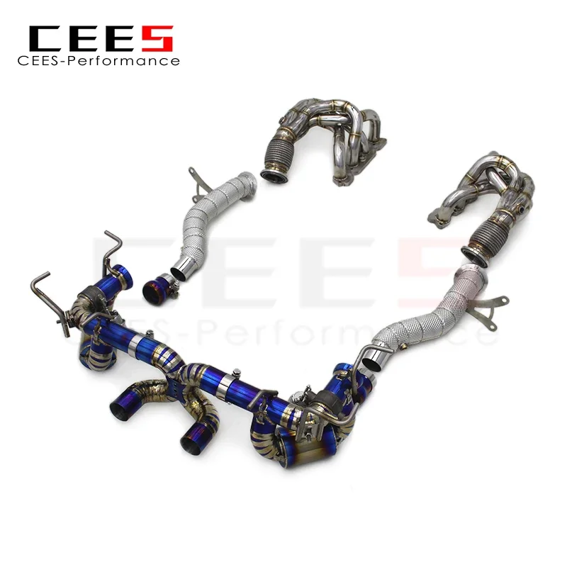 CEES Exhaust Downpipe Manifold for Ferrari 458 V8 4.5 2013-2016 Performance Titanium Car Escape Exhaust Pipe Muffler System