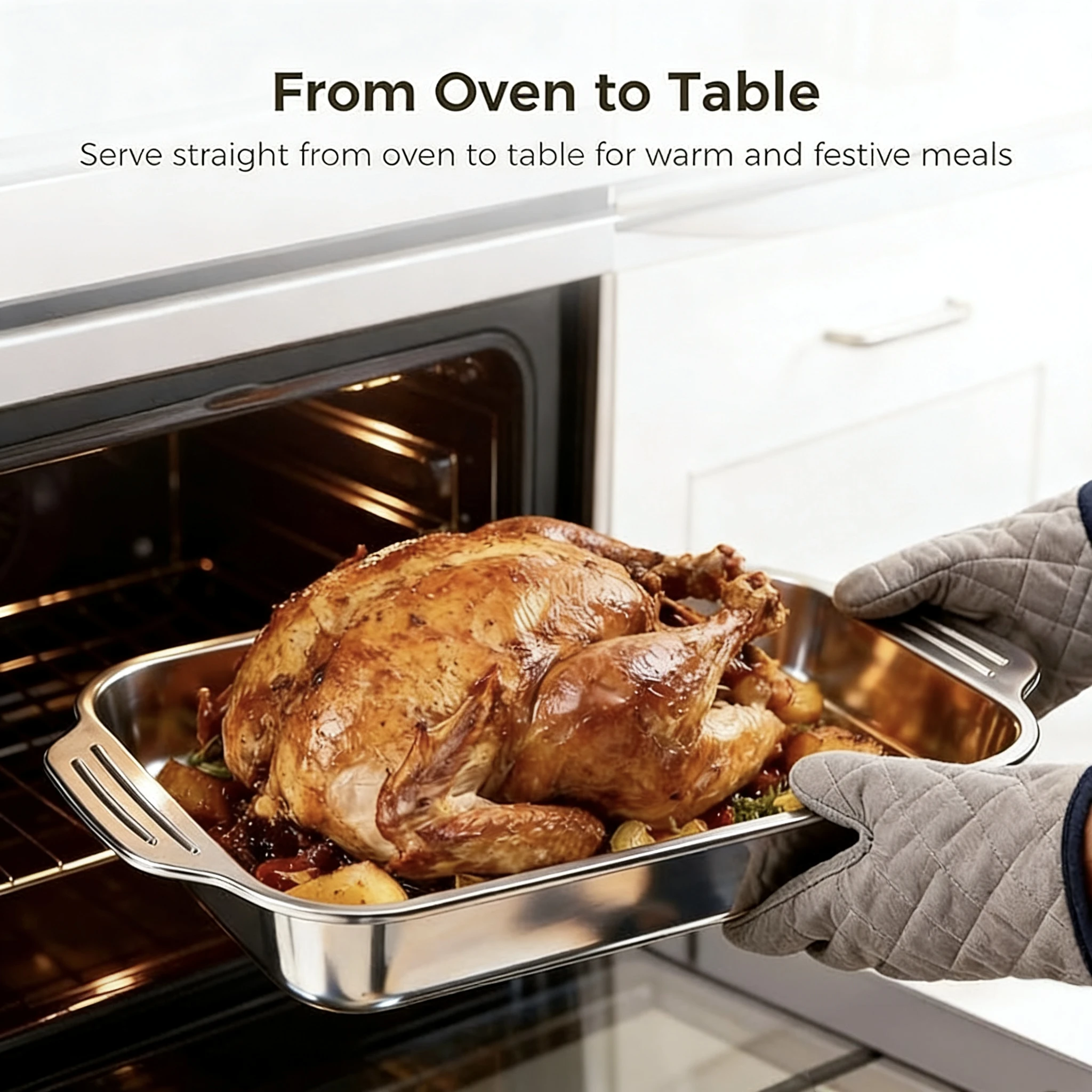 Stainless Steel Roaster Pan with Lid 5