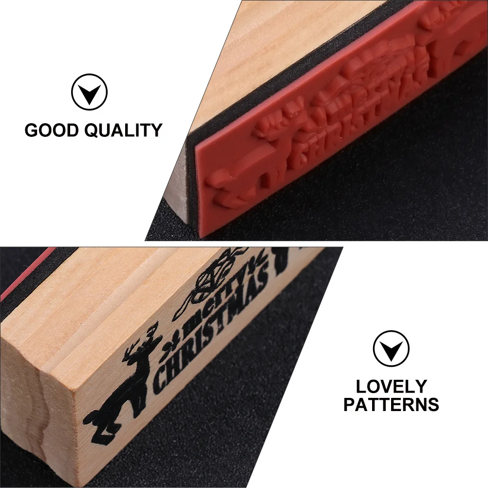 2Pcs Merry Christmas Deer Stamper Creative DIY Wooden Seal Stamps Kids Craft Gift Christmas Stamper Deer Pattern Stampers