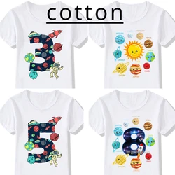 Cartoon Kids Cotton T Shirt for Boys Children Clothing Girl Clothes Birthday 6 7 8 9 Years Tshirt Nine Planets Graphic Tee Shirt