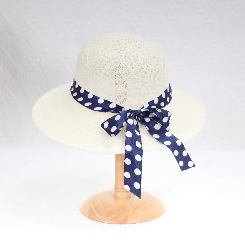 2022 Summer Girls Sun Hats Wide Brim Bowknot Straw Hat with Ribbon Outdoor Sun Protection Women Hats Ladies Panama Caps