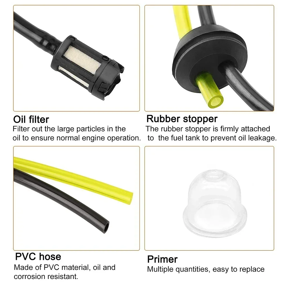 3PCS Strimmer Fuel Pipe Universal Grass Trimmer Fuel Line PVC Rubber Replacement Fuel Filter Kit With 3 Gaskets +3 Primers