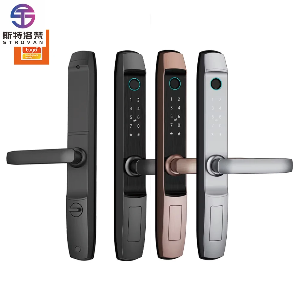 

STLF Smart Wi-Fi App Controlled Biometric Fingerprint Door Lock Waterproof Digital Keyless Aluminum Door Handle Tuya Technology