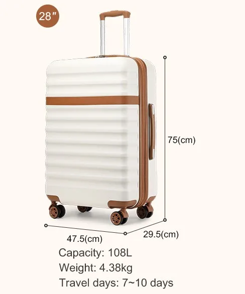 KONO ABS+PC Hartschalenkoffer mit 4 Rollen, TSA-Schloss – Trolley Handgepäck/Reisekoffer (55/65/75cm) – Detail 3