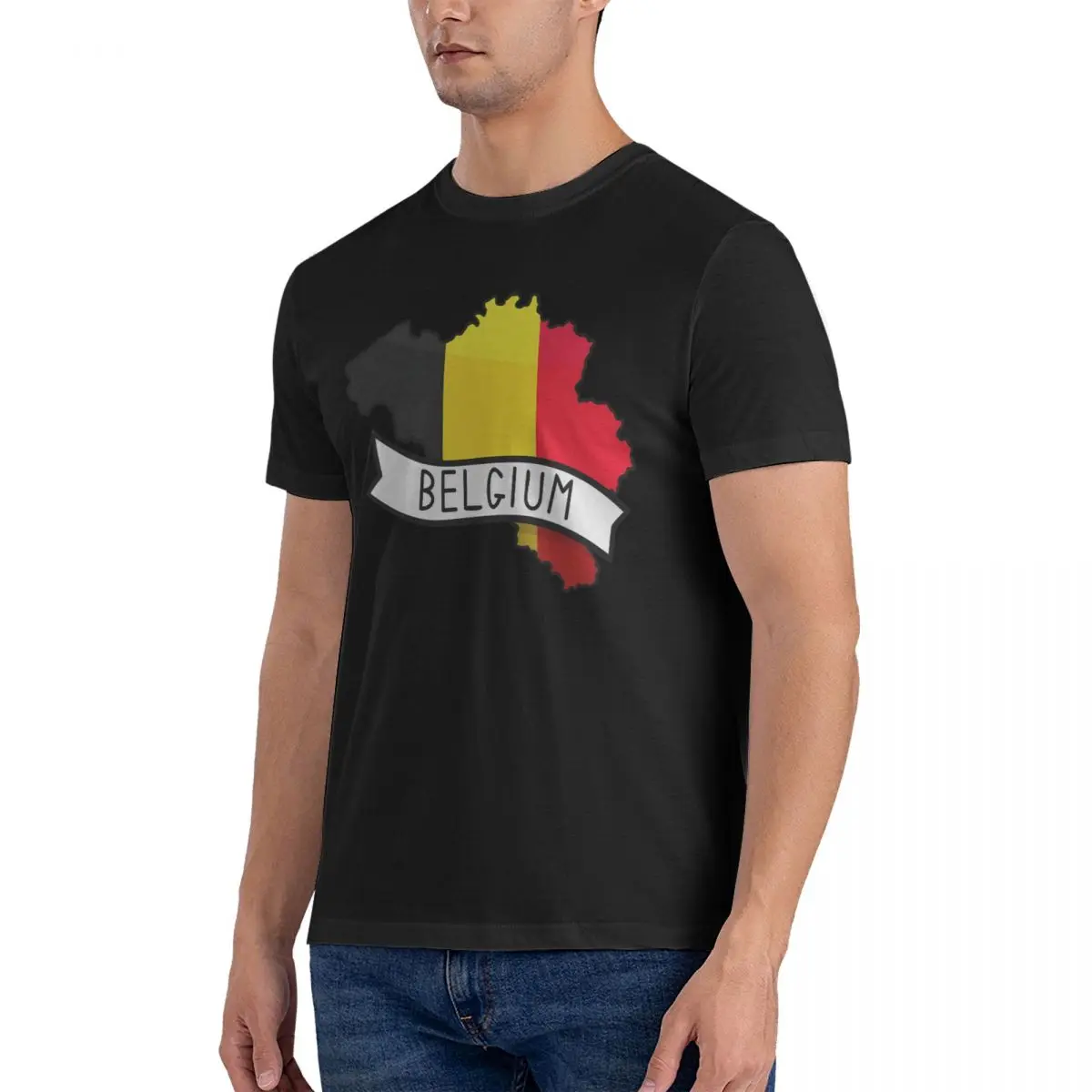 Vintage Belgium Map Sticker Sticker 2024 T-Shirts Men Round Neck 100% Cotton T Shirt Europe Short Sleeve Tees Gift Idea Clothes