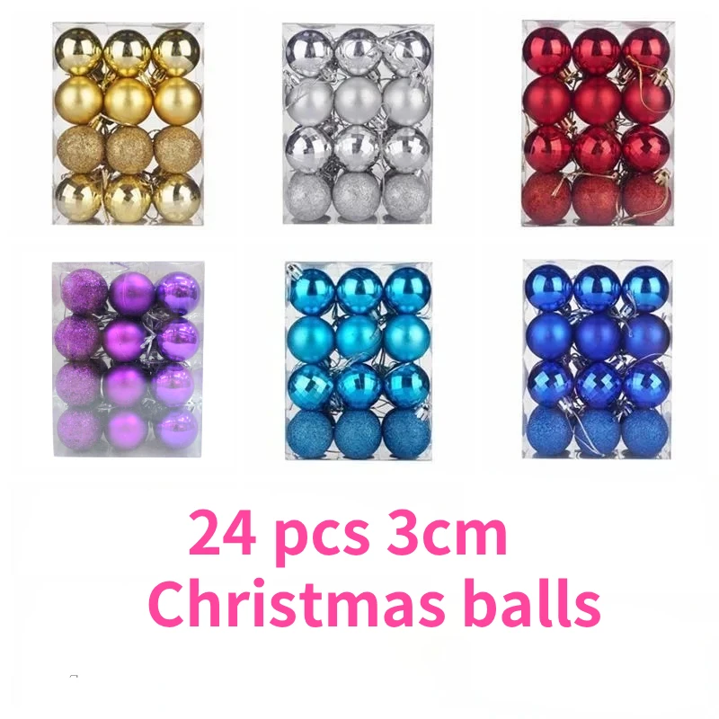 

Christmas Balls Ornaments 24Pcs multicolored Shatterproof Christmas Tree Decoration 30MM Hanging Ball for Xmas Party Wedding
