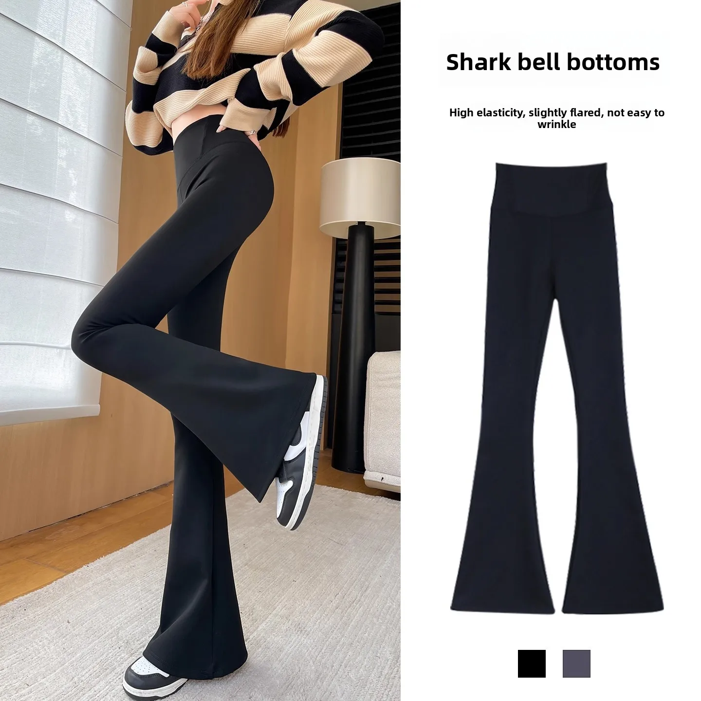 Calças de Yoga de Cintura Alta para Mulheres, Ajuste Justo, Base Elástica, Calças Estilo Bell Bot Ark Fin, Novidade para Outono e Inverno, Uso ao Ar Livre...