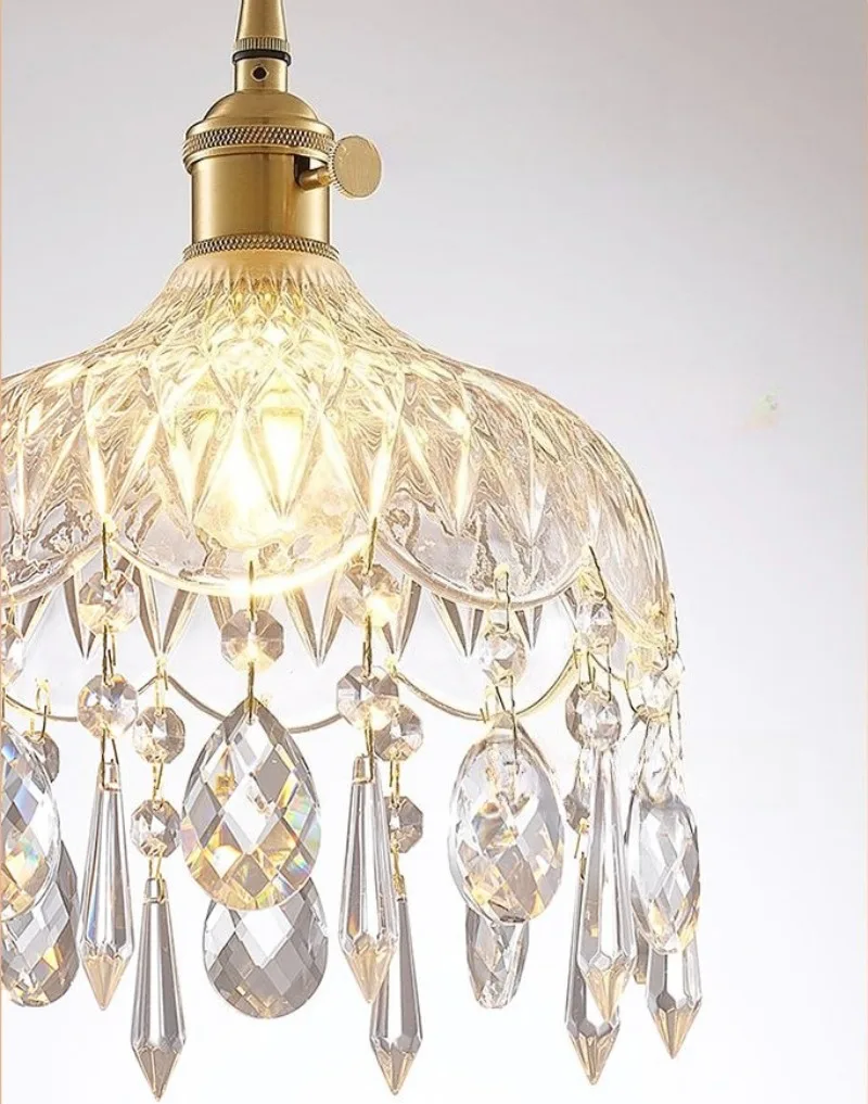 Modern Crystal chandelier living bedroom dining room simple French light luxury retro entrance small home decor pendant lights