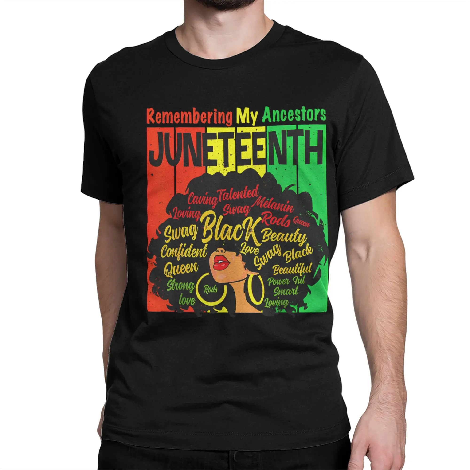 Juneteenth Natural Hair Black T-Shirt Men Remembering My Ancestors  Amazing Pure Cotton Tee Shirt O Neck T Shirts Adult Tops