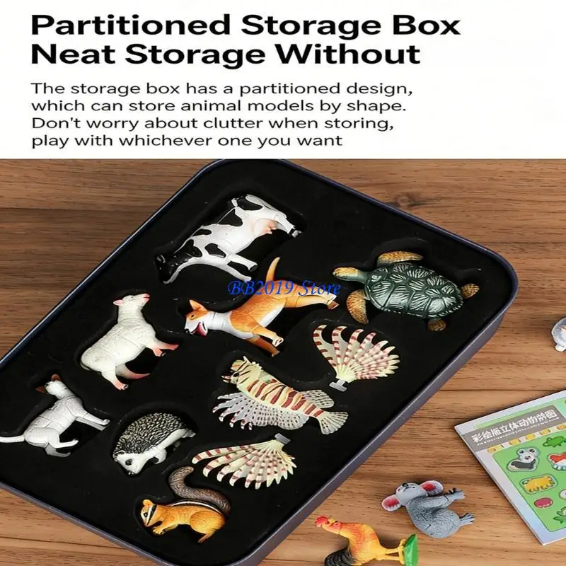 Q0KB 3D Animal Puzzle Toy Includes Storage Box Safe for Kids Play&Display