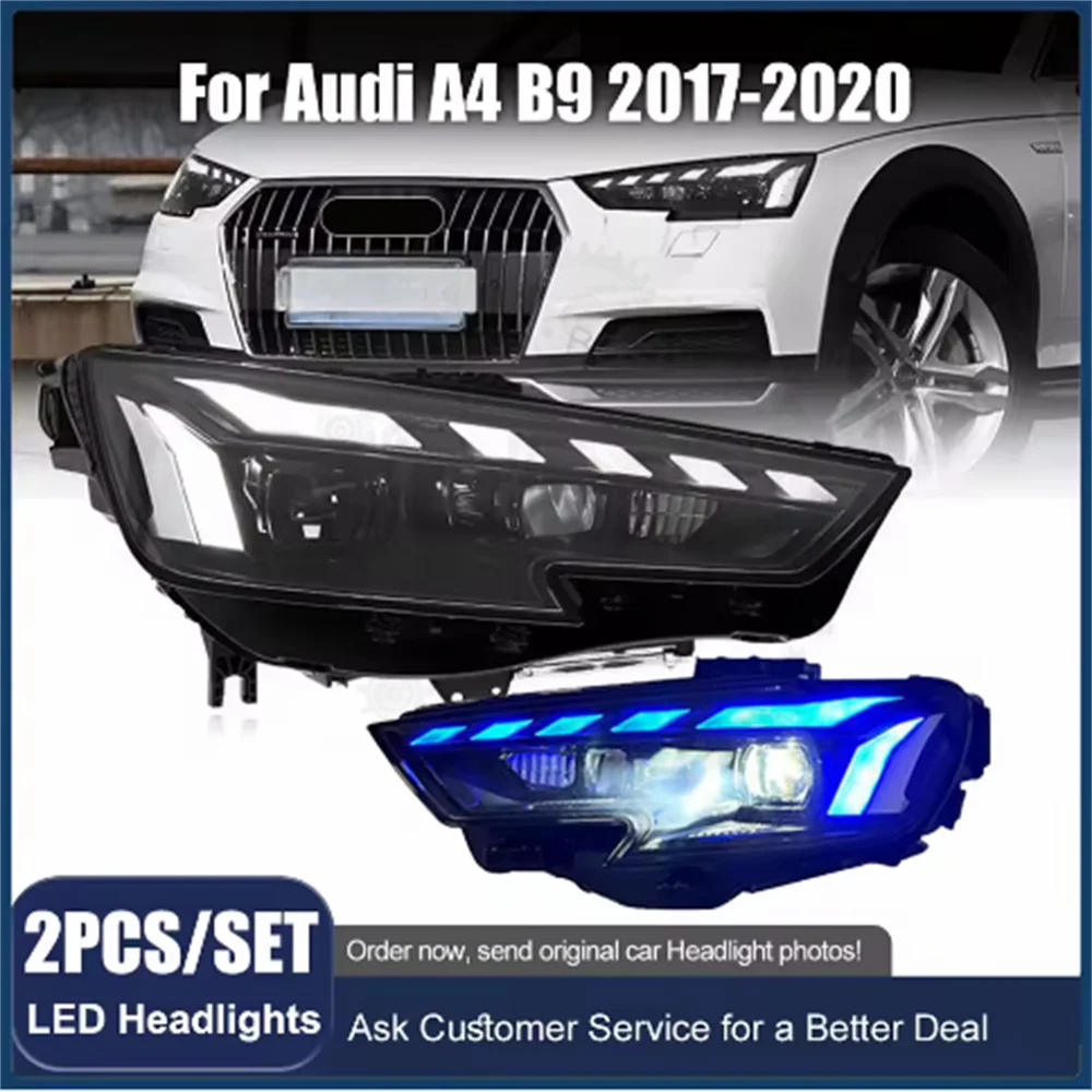 

1 Pair LED Headlight Assembly for Audi A4 B9 2017-2020 Headlights Plug and Play with LED DRL Dynamic Turning Front Headlights