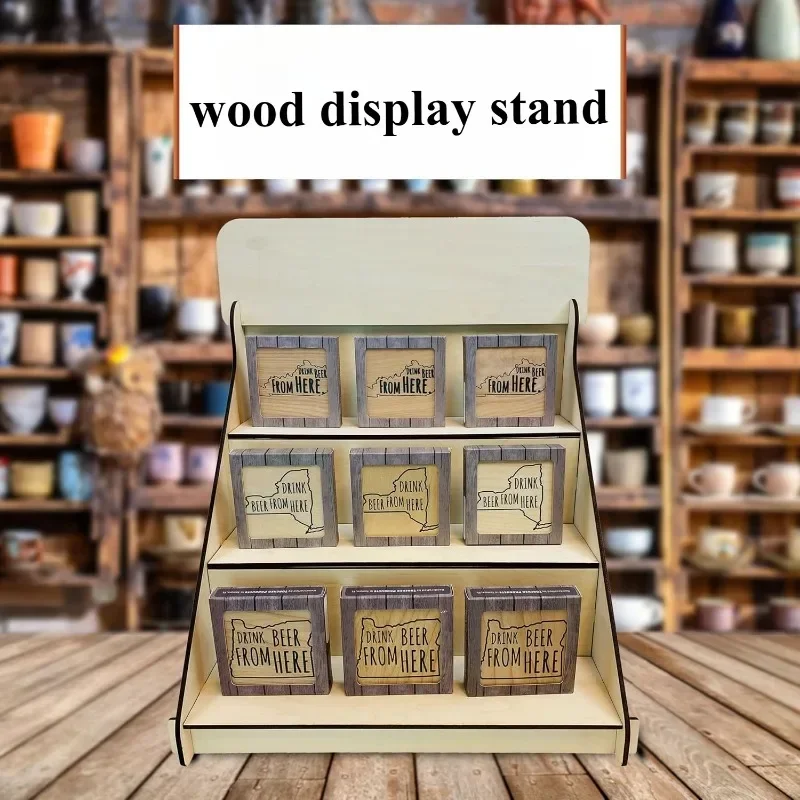 Wooden Portable Retail Table Display Stand Countertop 3 Step Riser Craft Shows, Farmers Markets Tradeshows  desk organizer