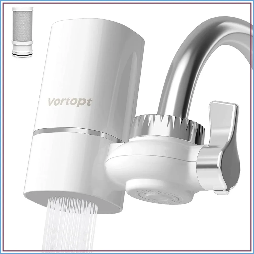 Faucet Water Filter for Sink, Rapid Flow 400 Gallons, NSF Certified Reduces Chlorine & Bad Taste, Includes 1 Replacement