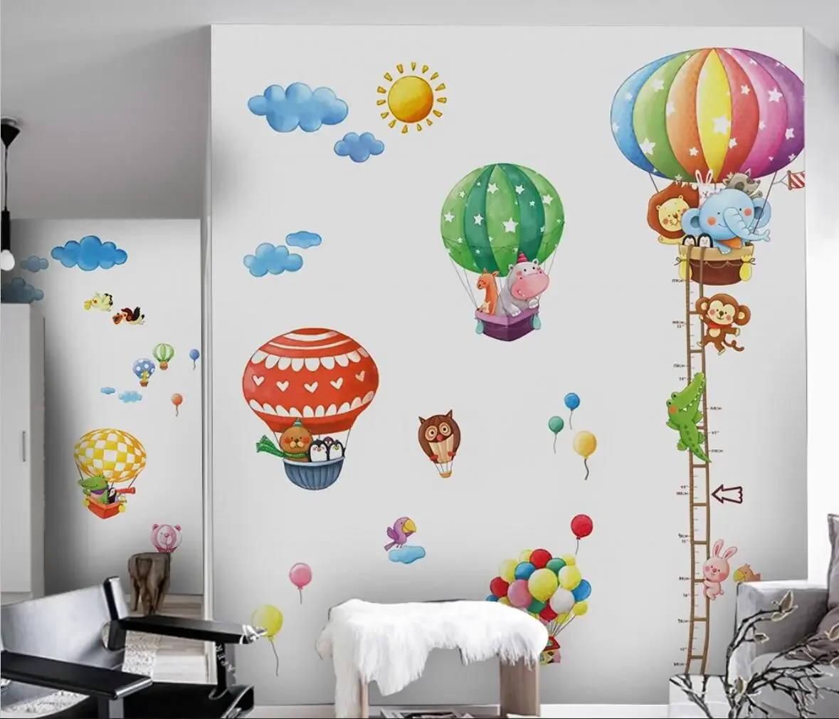 beibehang Custom Nordic modern hot air balloon bear elephant wallpaper for children's room TV background wall paper home decor