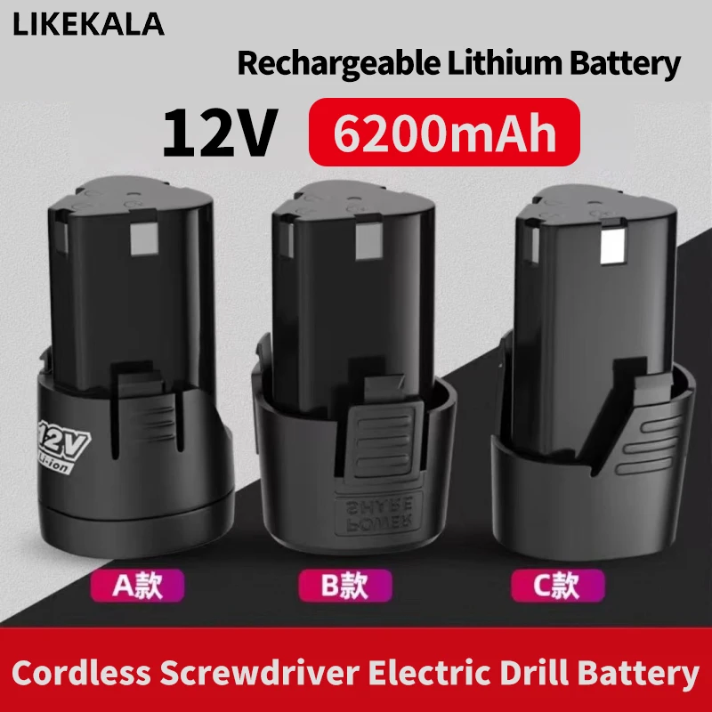 LIKEKALA 12V batería de litio recargable 6200mAh 2025Nuevo modelo herramienta batería para taladros eléctricos de mano, accesorios de herramientas eléctricas